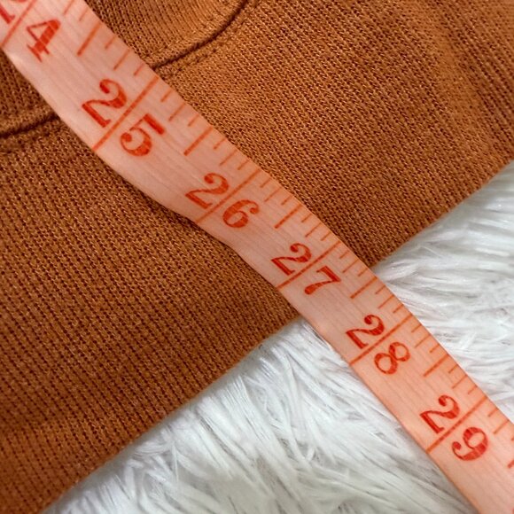 Men Lands End Quarter Zip Cotton Blend Sweatshirt Burned Caramel Size Large - Picture 4 of 7